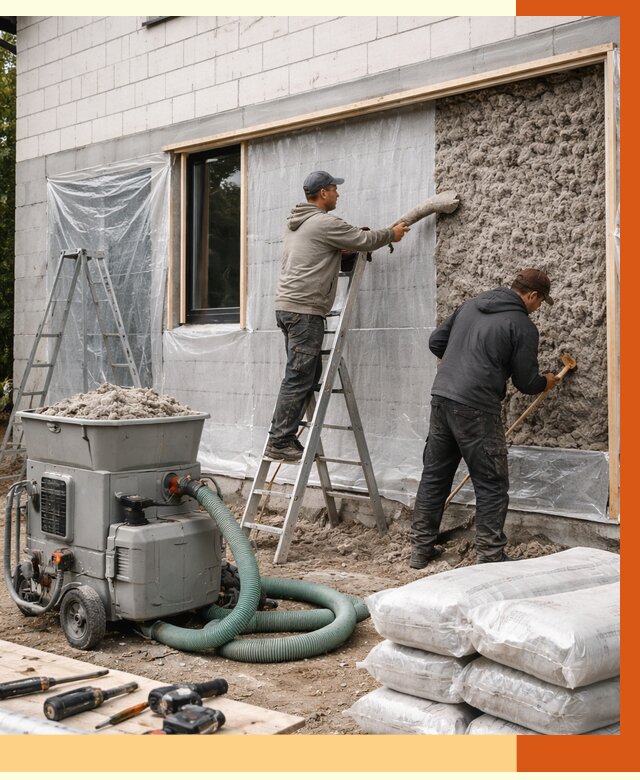Утепление дома из газобетона эковатой в Черняховске от 4716 руб./м2 | ТепломастерЧрх