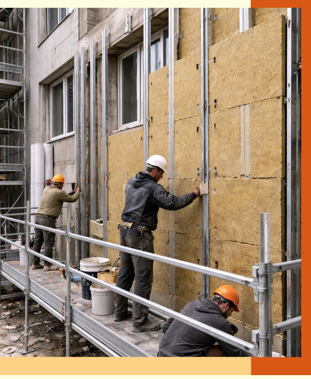Утепление вентилируемого фасада в Черняховске от 5869 руб/м2 — монтаж и утепление вентфасад | ТепломастерЧрх